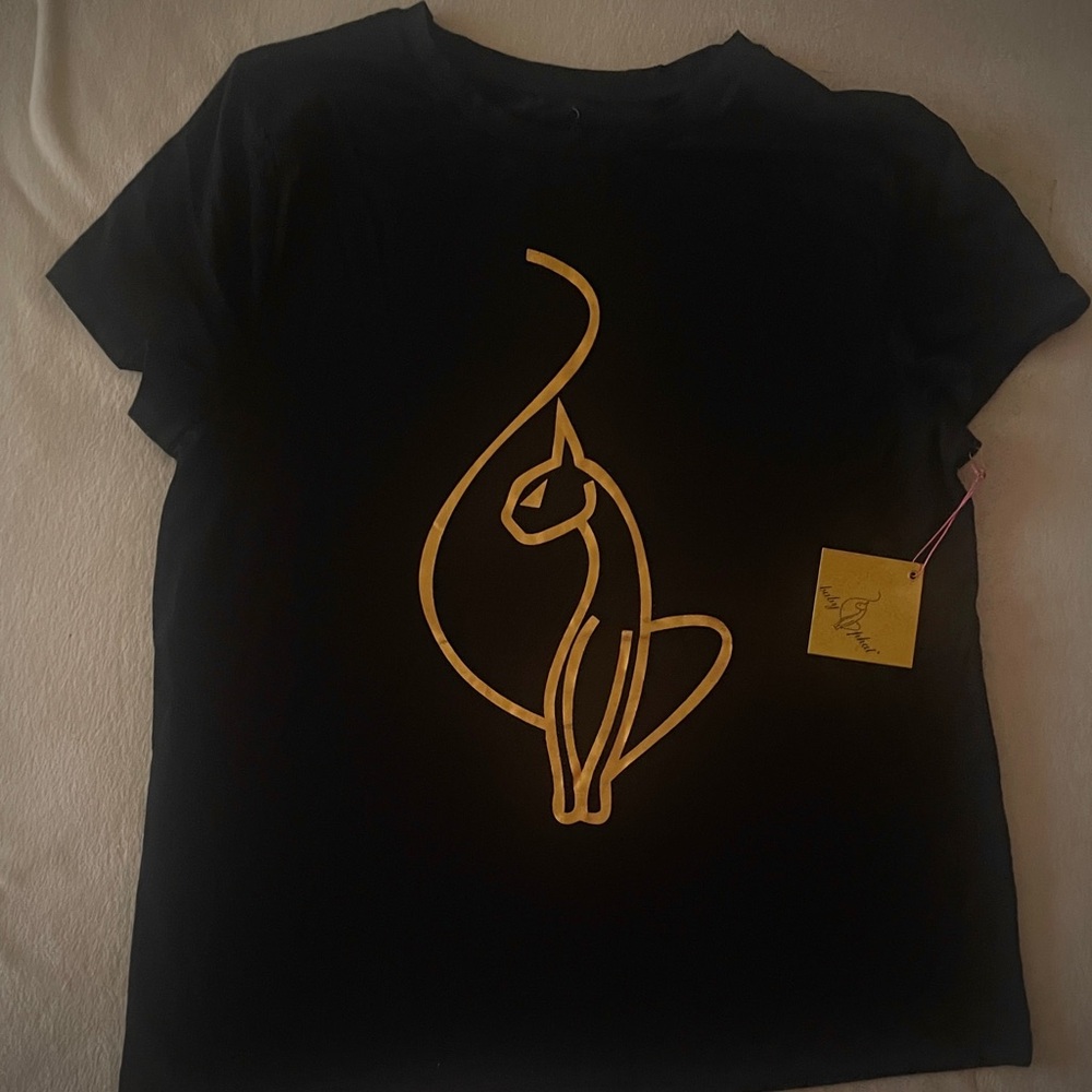 Baby Phat Black Tee with Gold Graphic Logo